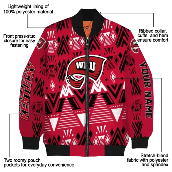 customized western kentucky hilltoppers pyramid shapes red bomber jacket new arrival