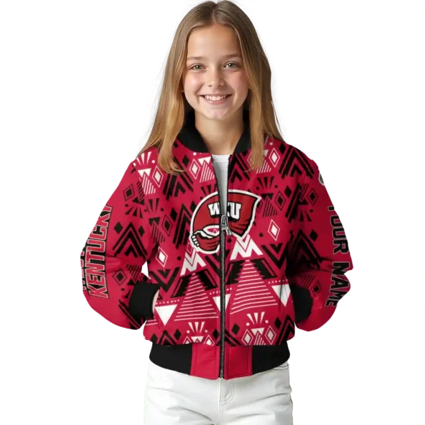 customized western kentucky hilltoppers pyramid shapes red bomber jacket top rated