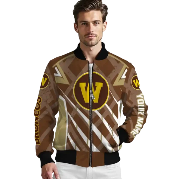 customized western michigan broncos chevron angles brown bomber jacket high quality