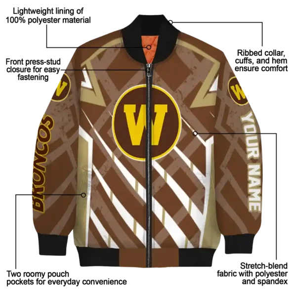 customized western michigan broncos chevron angles brown bomber jacket new arrival