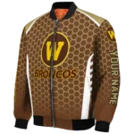 customized western michigan broncos hexagon grid brown bomber jacket best selling