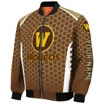 customized western michigan broncos hexagon grid brown bomber jacket best selling