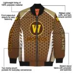 customized western michigan broncos hexagon grid brown bomber jacket best selling