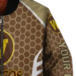 customized western michigan broncos hexagon grid brown bomber jacket best selling