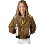 customized western michigan broncos hexagon grid brown bomber jacket best selling