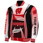 customized wisconsin badgers mesh effect red black varsity jacket best selling.webp