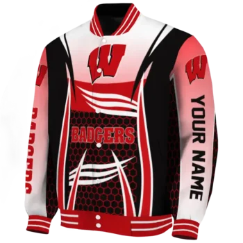 customized wisconsin badgers mesh effect red black varsity jacket best selling.webp