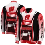 customized wisconsin badgers mesh effect red black varsity jacket best selling.webp