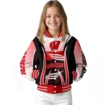 customized wisconsin badgers mesh effect red black varsity jacket best selling.webp