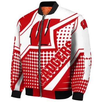 customized wisconsin badgers star burst red bomber jacket best selling