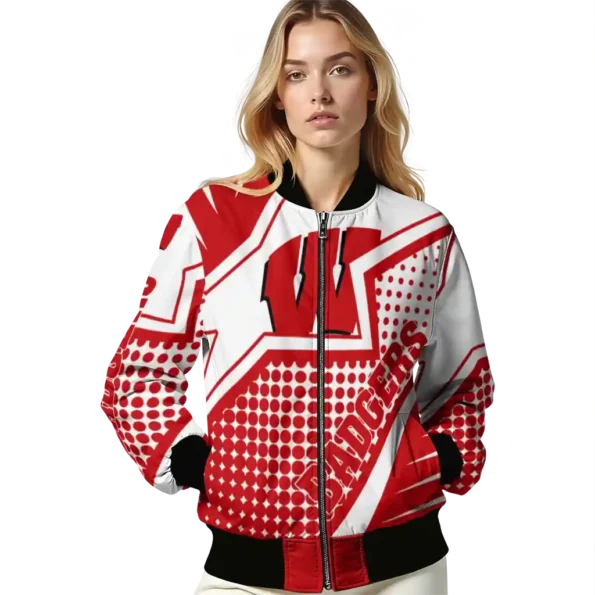 customized wisconsin badgers star burst red bomber jacket latest model
