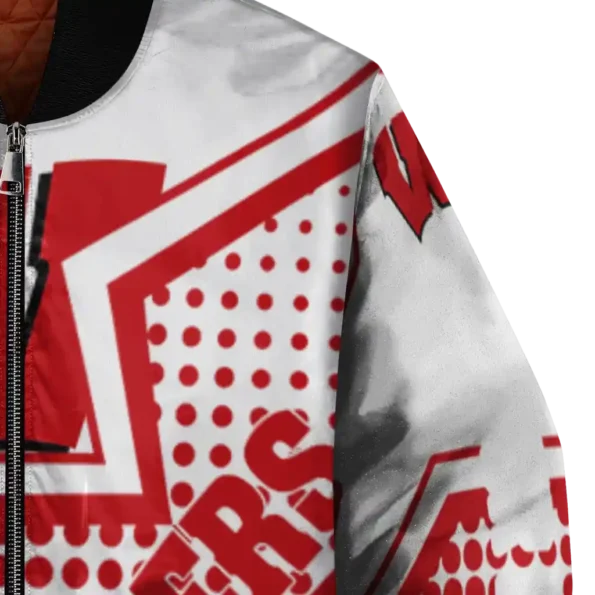 customized wisconsin badgers star burst red bomber jacket premium grade