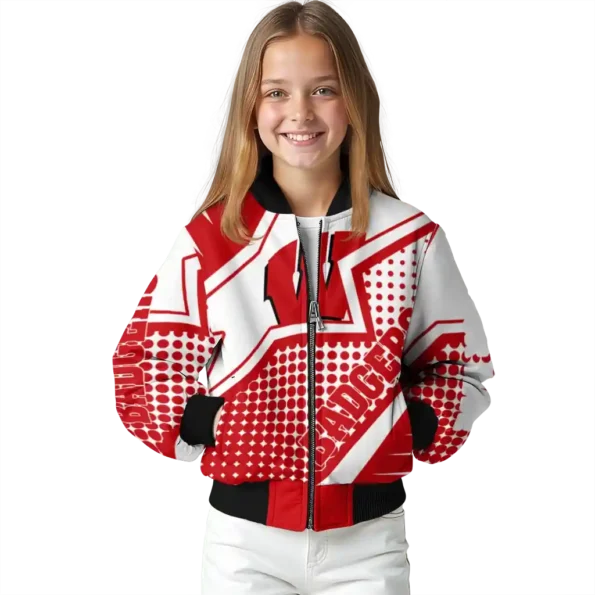 customized wisconsin badgers star burst red bomber jacket top rated