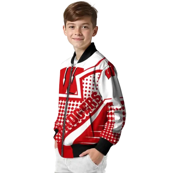 customized wisconsin badgers star burst red bomber jacket trendy