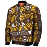 customized wyoming cowboys pyramid shapes brown bomber jacket best selling