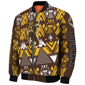 customized wyoming cowboys pyramid shapes brown bomber jacket best selling