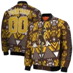 customized wyoming cowboys pyramid shapes brown bomber jacket best selling