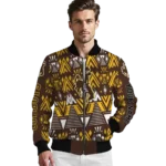 customized wyoming cowboys pyramid shapes brown bomber jacket best selling