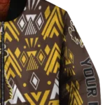customized wyoming cowboys pyramid shapes brown bomber jacket best selling