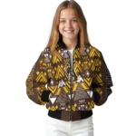 customized wyoming cowboys pyramid shapes brown bomber jacket best selling
