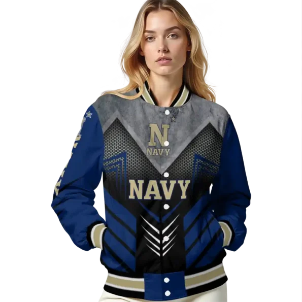 navy midshipmen arrow layer blue black varsity jacket latest model.webp