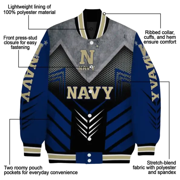 navy midshipmen arrow layer blue black varsity jacket new arrival.webp