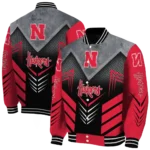 nebraska cornhuskers arrow layer red black varsity jacket best selling.webp