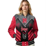 nebraska cornhuskers arrow layer red black varsity jacket best selling.webp