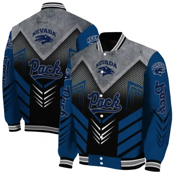 nevada wolf pack arrow layer blue black varsity jacket fashion forward.webp