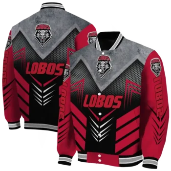 new mexico lobos arrow layer red black varsity jacket fashion forward.webp