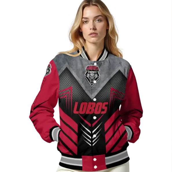 new mexico lobos arrow layer red black varsity jacket latest model.webp