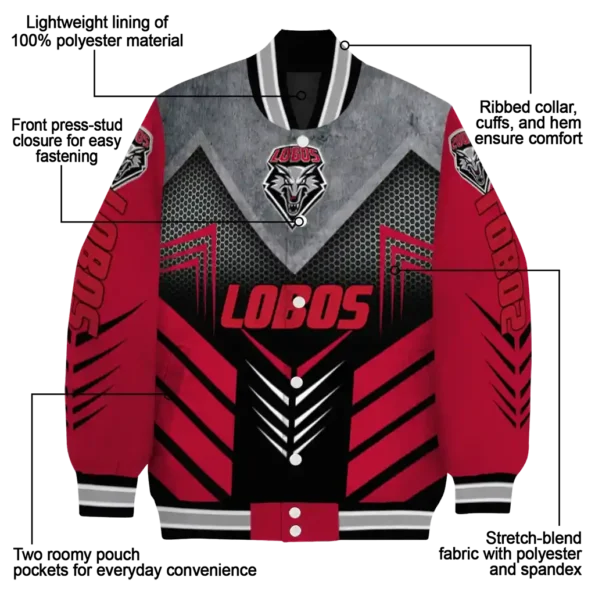 new mexico lobos arrow layer red black varsity jacket new arrival.webp