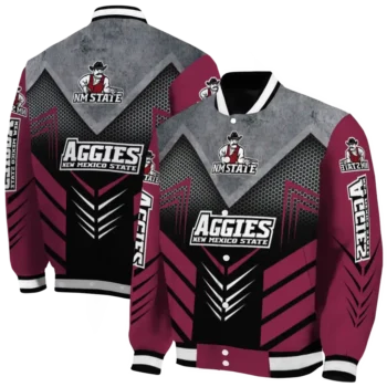 new mexico state aggies arrow layer crimson black varsity jacket fashion forward.webp