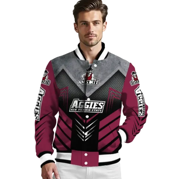 new mexico state aggies arrow layer crimson black varsity jacket high quality.webp