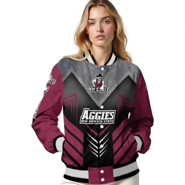 new mexico state aggies arrow layer crimson black varsity jacket latest model.webp