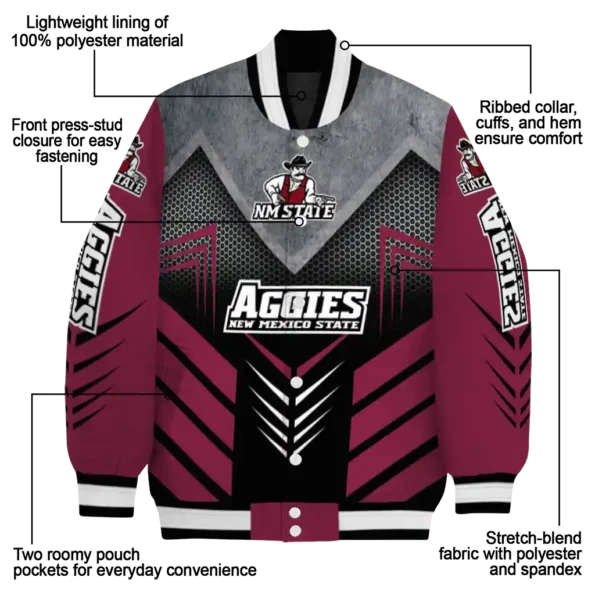 new mexico state aggies arrow layer crimson black varsity jacket new arrival.webp