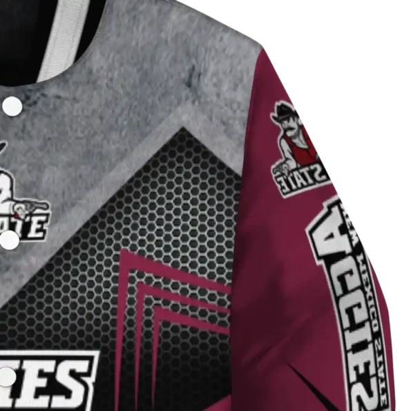 new mexico state aggies arrow layer crimson black varsity jacket premium grade.webp