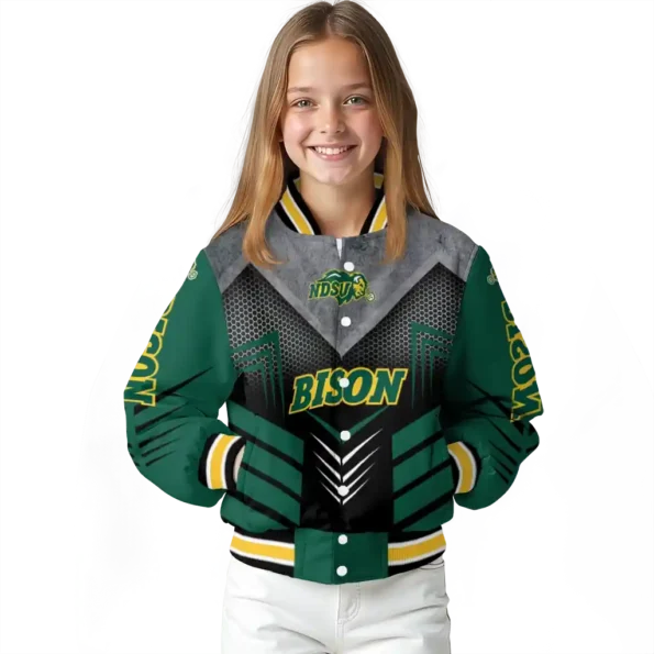 north dakota state bison arrow layer green black varsity jacket top rated.webp