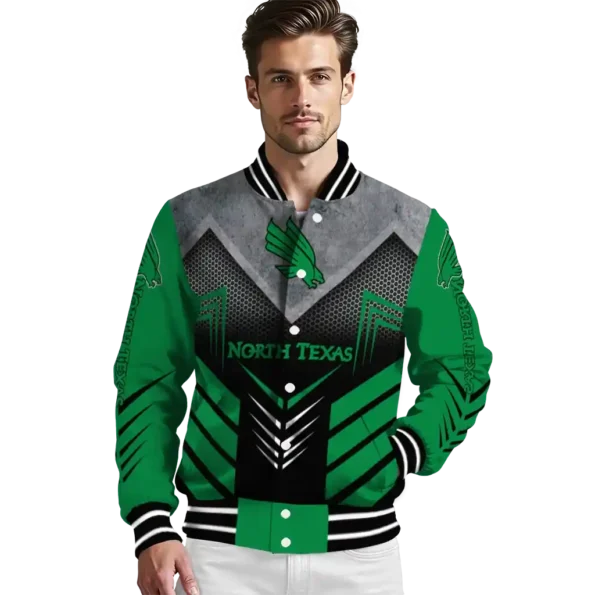 north texas mean green arrow layer green black varsity jacket high quality.webp