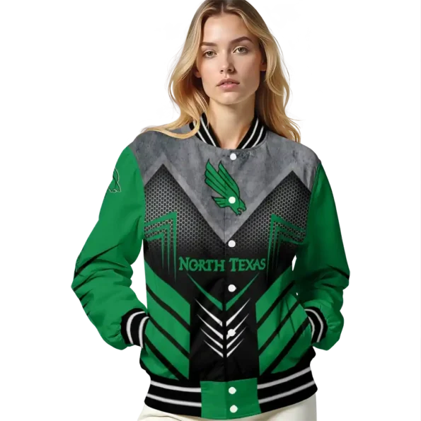 north texas mean green arrow layer green black varsity jacket latest model.webp