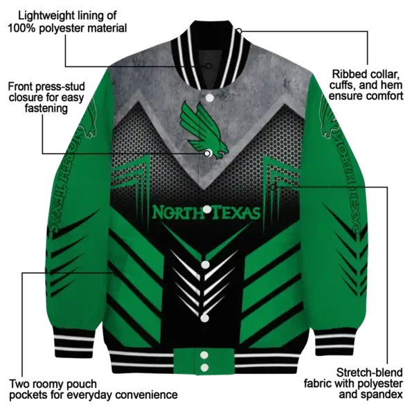 north texas mean green arrow layer green black varsity jacket new arrival.webp