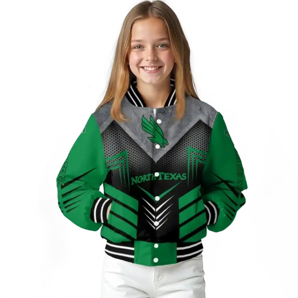 north texas mean green arrow layer green black varsity jacket top rated.webp