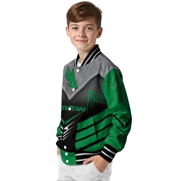 north texas mean green arrow layer green black varsity jacket trendy.webp
