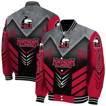 northern illinois huskies arrow layer red black varsity jacket fashion forward.webp