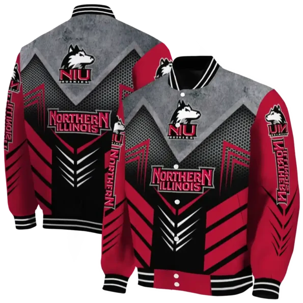 northern illinois huskies arrow layer red black varsity jacket fashion forward.webp