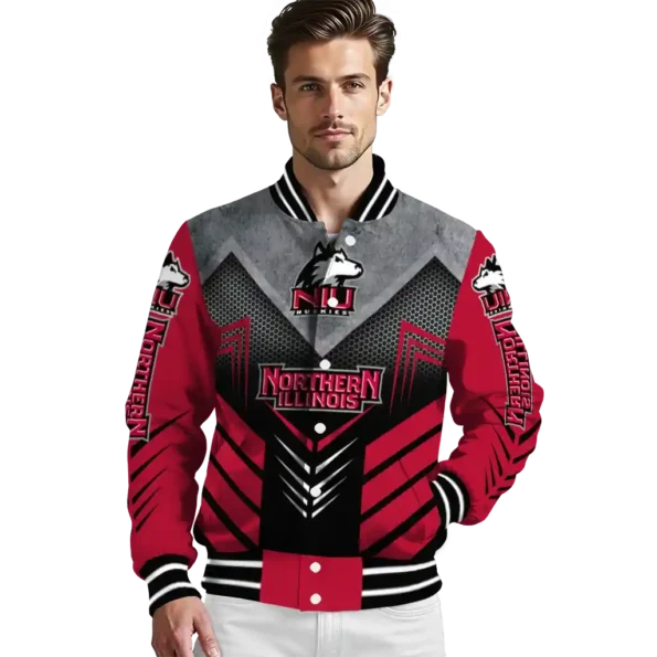 northern illinois huskies arrow layer red black varsity jacket high quality.webp