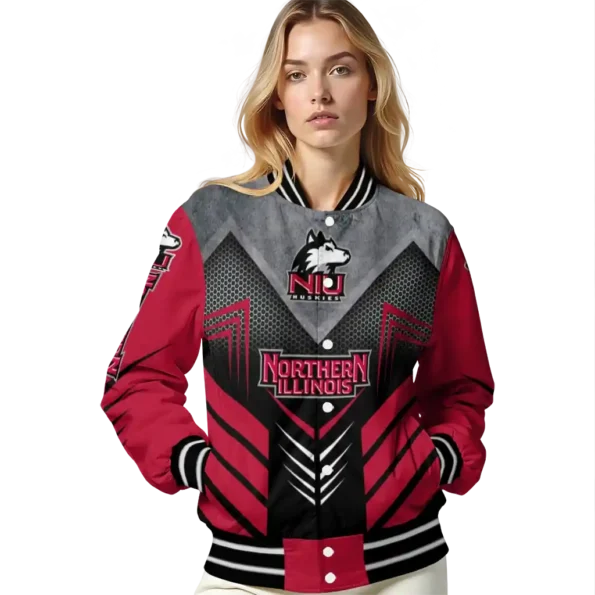 northern illinois huskies arrow layer red black varsity jacket latest model.webp