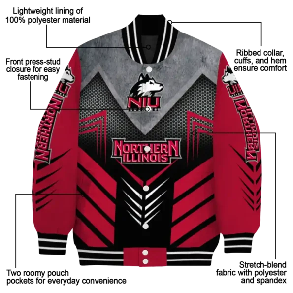 northern illinois huskies arrow layer red black varsity jacket new arrival.webp