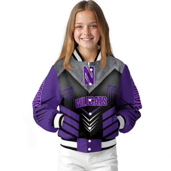 northwestern wildcats arrow layer purple black varsity jacket top rated.webp