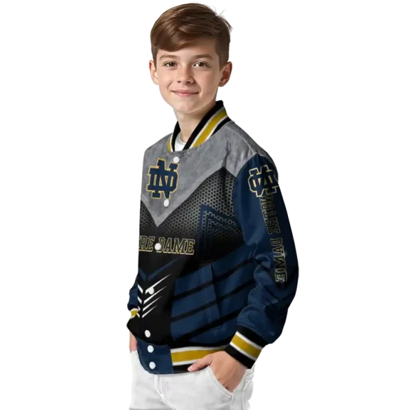 notre dame fighting irish arrow layer navy black varsity jacket trendy.webp